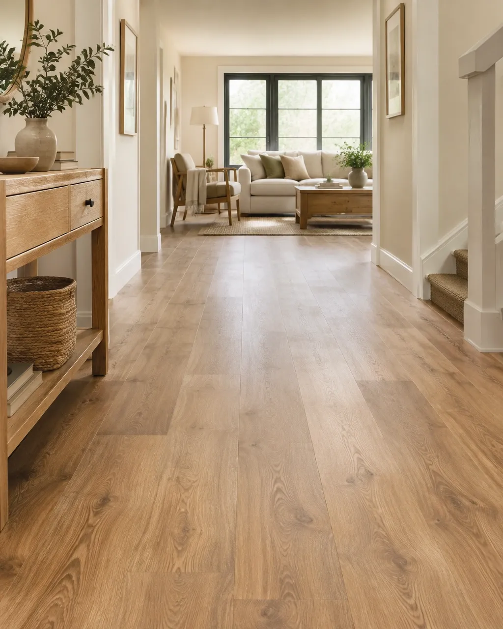 Oak-effect LVT planks with a clean professional finish
