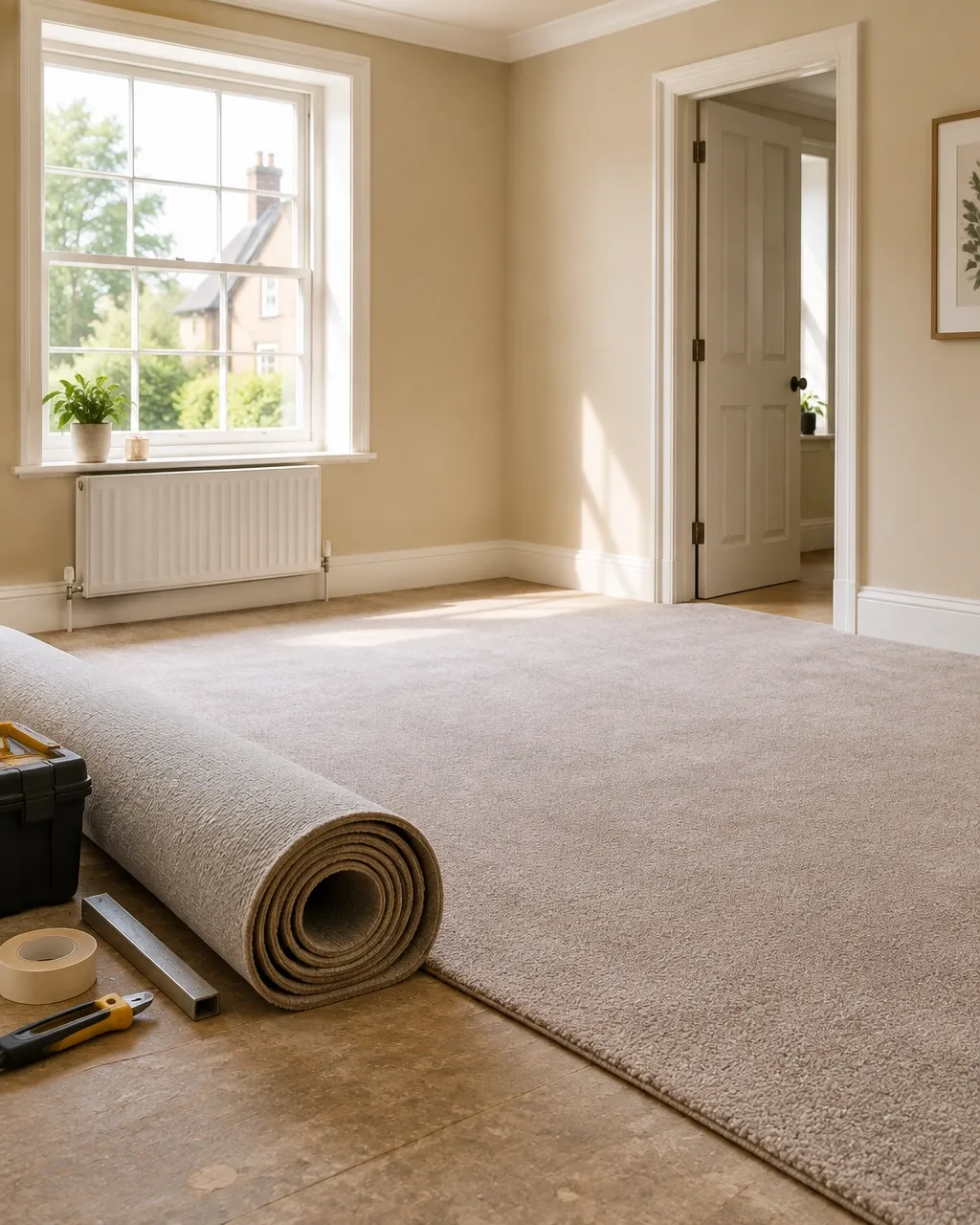 Bright room being prepared for a new floor